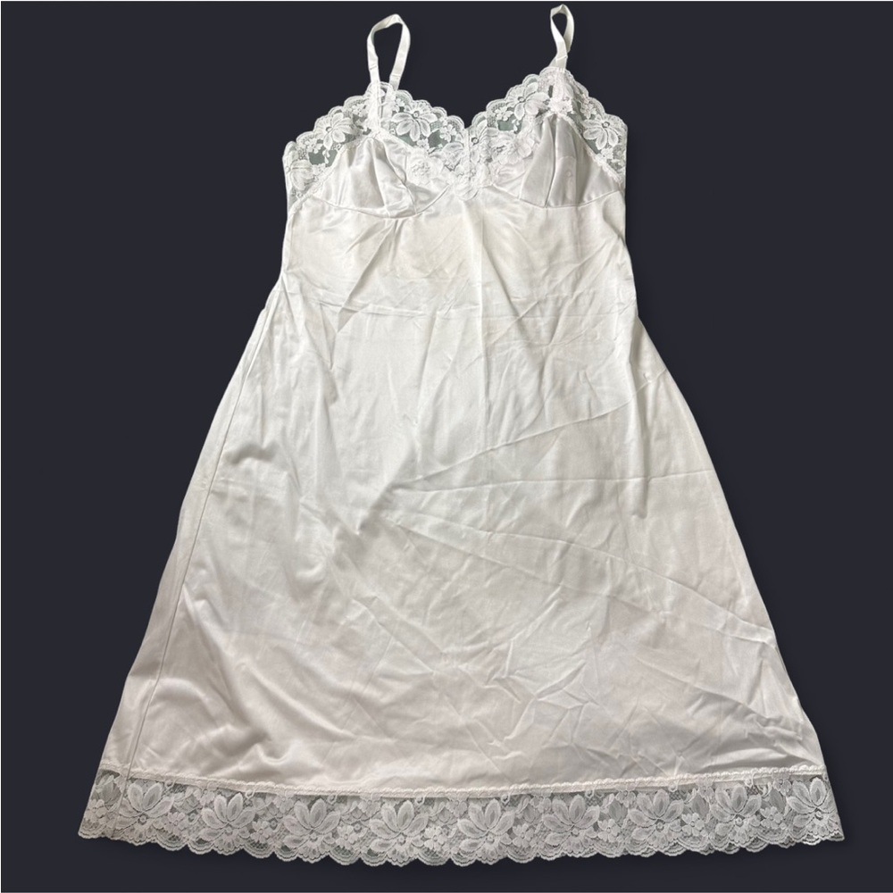 Lorraine vintage white satin slip dress